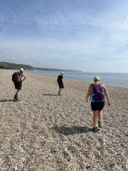 Shingle on Slaton Sands.  These days we'd do almost anything to avoid walking on shingle, but the path the other side of the road didn't have a sea view!
